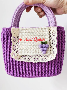 Charming Crochet Bag with Lace and Grape Motif