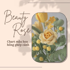 Chart mẫu hoa hồng ghép cánh bằng len cho người mới bắt đầu