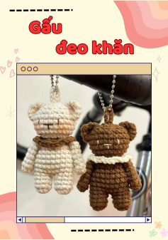 Chart móc len cho gấu bông đeo khăn dễ thương