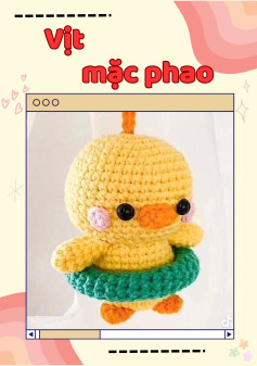 Chart móc len chú vịt dễ thương với phao bơi