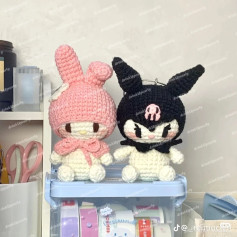 Chart móc len hai thú bông dễ thương với nón tai thỏ