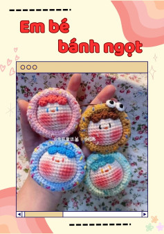 Chart móc len hình em bé đáng yêu làm bánh ngọt