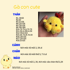 Chart móc len hình gà con dễ thương cho người mới bắt đầu