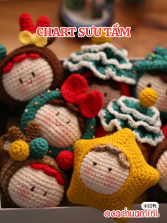 Chart móc len hình mặt người dễ thương cho mùa lễ hội.