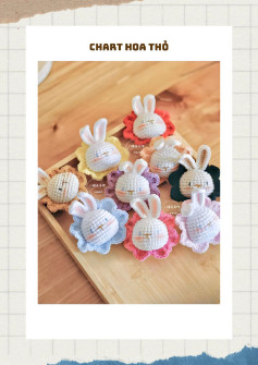 Chart móc len hoa thỏ dễ thương cho người mới bắt đầu
