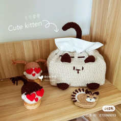 Chart móc len hộp khăn giấy hình mèo dễ thương và sáng tạo