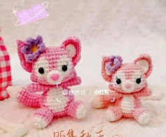 Chart móc len thú bông hồng dễ thương với bông hoa trang trí