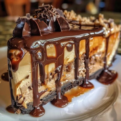 Cheesecake de Caramelo e Café com Ganache de Chocolate