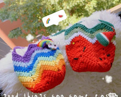 Colorful Crochet Bags with Rainbow and Watermelon Designs