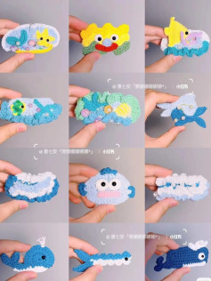Colorful Crochet Hair Clips with Cute Sea Creatures Design