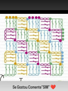 Colorful Crochet Pattern Chart with Various Stitches