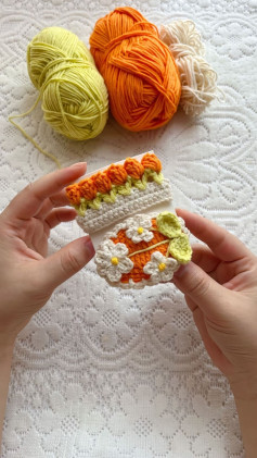 Colorful Crochet Pattern with Flowers and Leaves Design