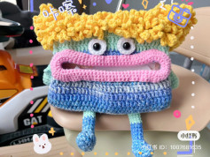 Colorful Crochet Tissue Box Cover with Cute Monster Design