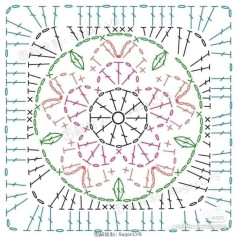 Colorful Mandala Crochet Pattern with Leaves and Circles