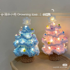 Cozy Crochet Christmas Trees with Lights and Pom-Poms