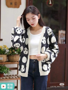 Cozy Panda-Themed Crochet Cardigan for Stylish Comfort