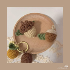 Crochet Acorn and Fruit Keychains for Autumn Decor