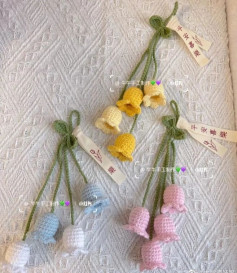 Crochet Bellflower Pattern with Pastel Colors and Green Stems