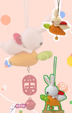 Crochet Bunny Riding Carrot: Cute Amigurumi Keychain Pattern