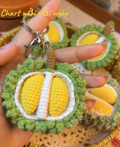 Crochet Chart for Cute Durian Keychain Pattern
