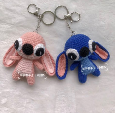 Crochet Cute Animal Keychains: Pink and Blue Amigurumi Duo