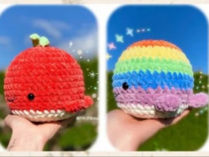 Crochet Cute Apple and Rainbow Whale Amigurumi Pattern
