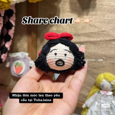 Crochet Cute Doll Pattern with Red Bow and Black Hair