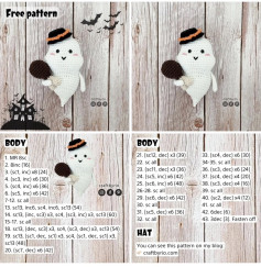 Crochet Ghost Pattern with Hat and Ice Cream for Halloween Decor
