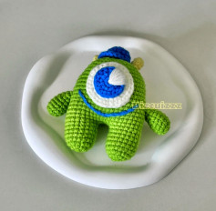 Crochet Green Monster with Blue Hat Pattern