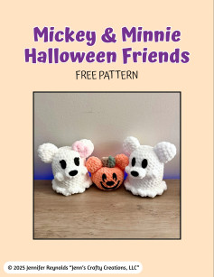 Crochet Mickey and Minnie Halloween Plush Toys Free Pattern