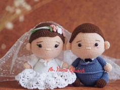 Crochet Pattern: Adorable Bride and Groom Amigurumi Dolls