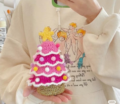 Crochet Pattern: Festive Pink Christmas Tree with Star and Pom-Poms
