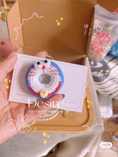 Crochet Pattern for Adorable Blue and White Cartoon Character Ring