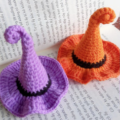 Crochet Pattern for Colorful Witch Hat Decorations