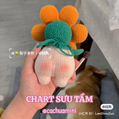 Crochet Pattern for Cute Flower Doll with Green Hat