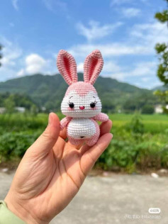 Crochet Pattern for Cute Pink and White Bunny Amigurumi