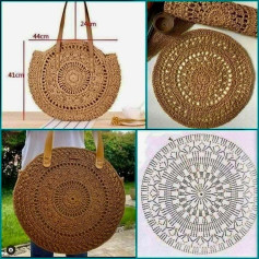 Crochet Pattern for Elegant Round Tote Bag with Dimensions