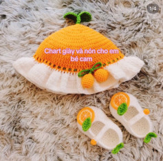 Crochet Pattern for Orange Baby Hat and Shoes