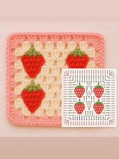 Crochet Pattern for Strawberry Granny Square