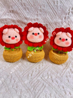 Crochet Piggy Flower Pot Pattern - Cute and Fun Amigurumi Design