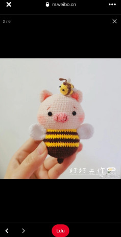 Crochet Piglet in Bumblebee Costume with Tiny Bee