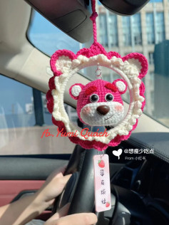 Crochet Pink Bear Car Hanging Ornament Pattern