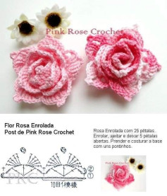 Crochet Rolled Rose Flower Pattern by Pink Rose Crochet