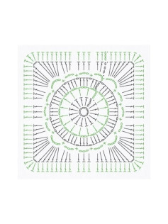 Crochet Round Motif Pattern with Detailed Stitch Diagram
