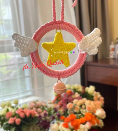 Crochet Star with Wings and Bell Decoration