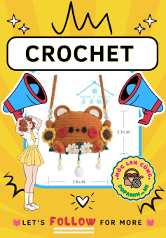 Cute Bear Crochet Bag Pattern with Flowers and Measurements