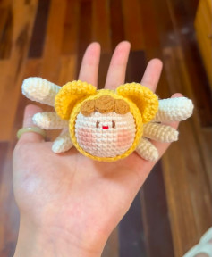 Cute Crochet Bear with Adorable Expression and Yellow Ears