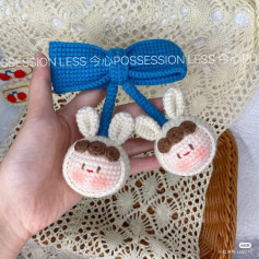 Cute Crochet Bow with Adorable Bunny Faces Pattern