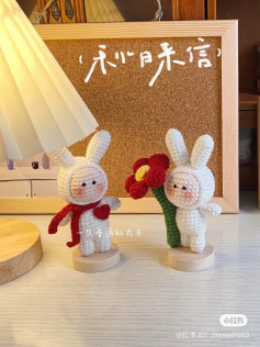 Cute Crochet Bunnies with Flower and Scarf Pattern