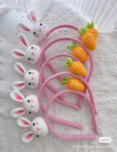 Cute Crochet Bunny and Carrot Headbands for Kids